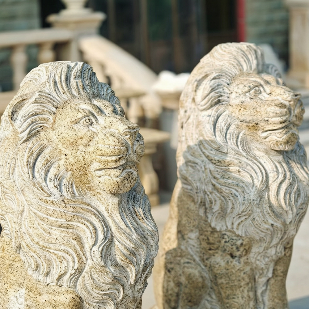 stone Ancient Lion Sculptures for home entrance