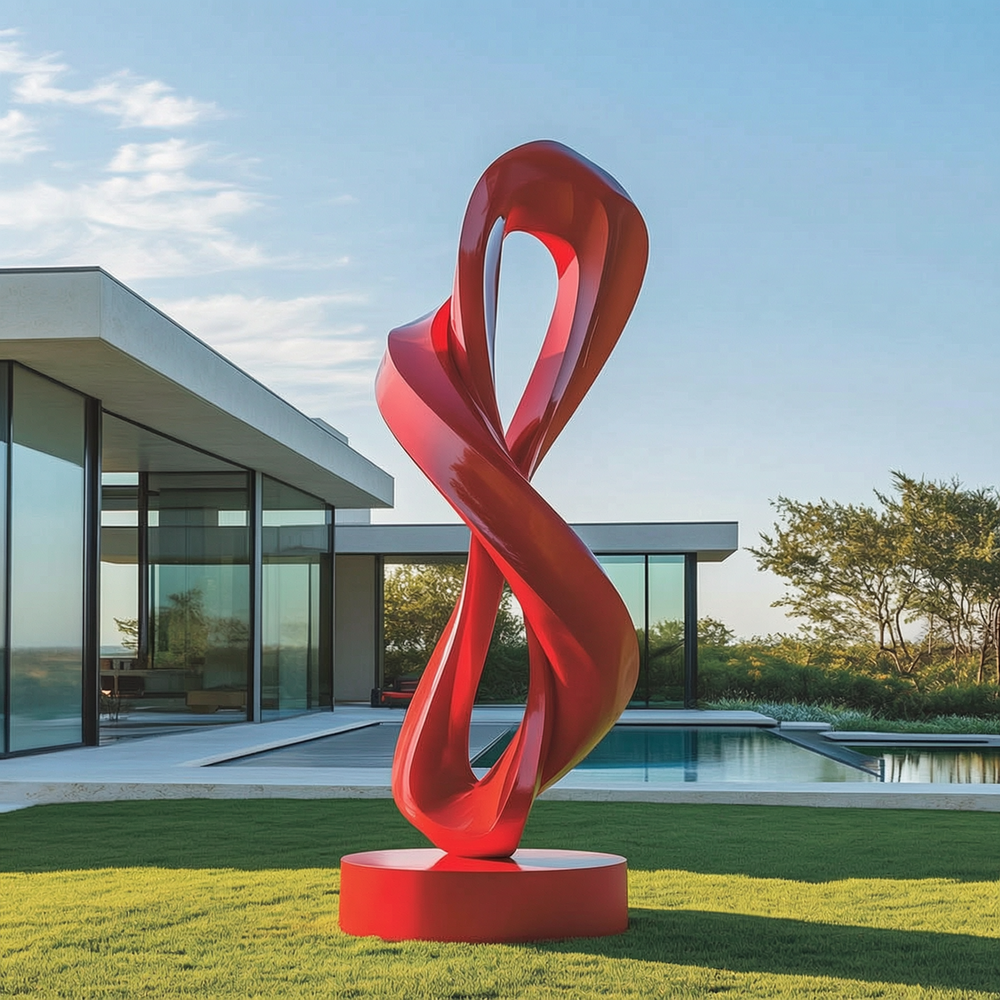 creative modern red stainless steel sculpture