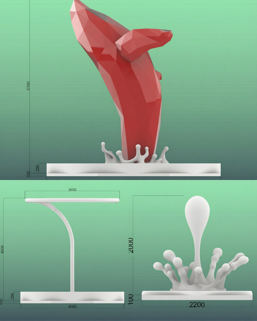 finished stainless steel sculpture 3D drawings