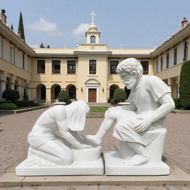 Marble statue of Jesus Washing Disciples' Feet