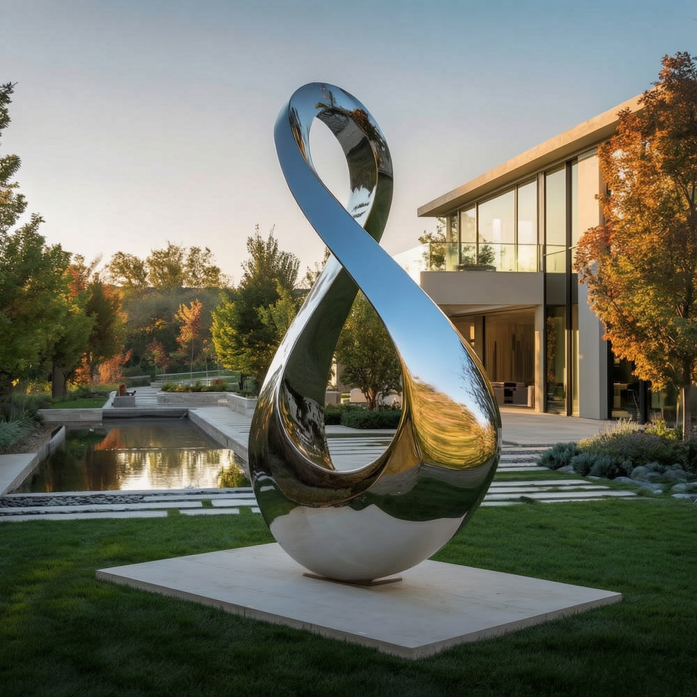 large stainless steel loop sculpture