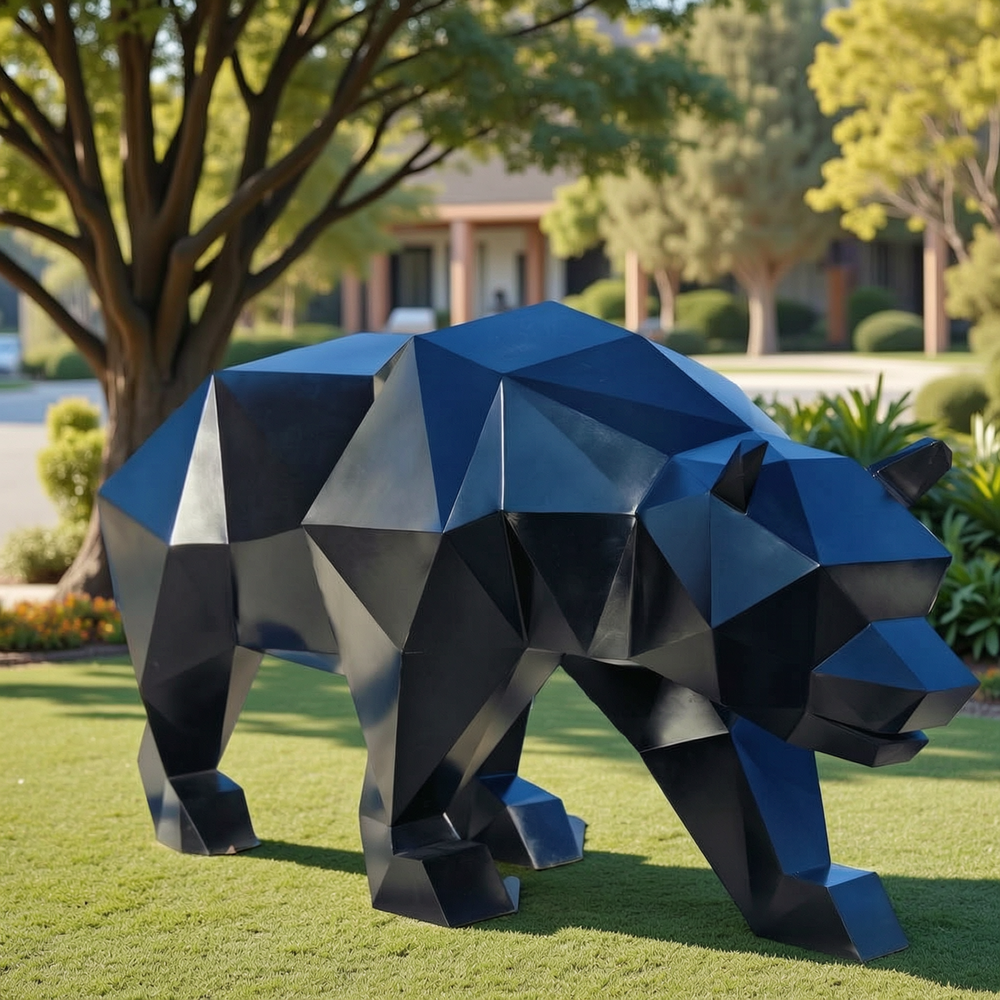 outdoor decorative geometric bear sculpture