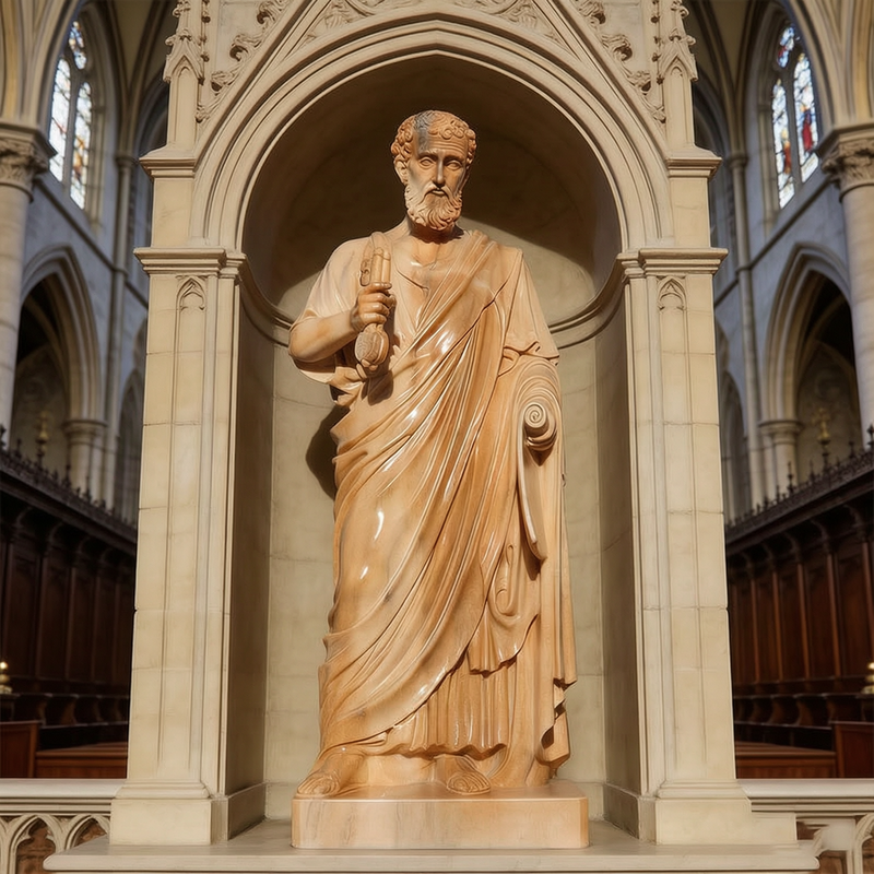 6 ft Sunset Red Marble Saint Peter Outdoor Statue CHS-251