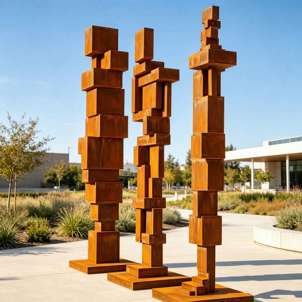 outdoor corten steel sculpture