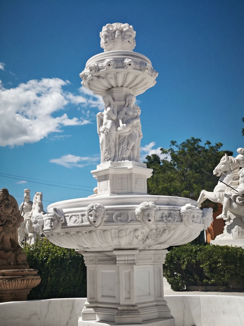 Unique 12 Astrological Sign Heads and Female Figure fountain