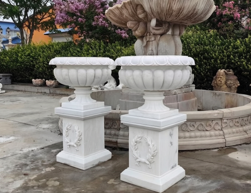 Hand-carved marble planters