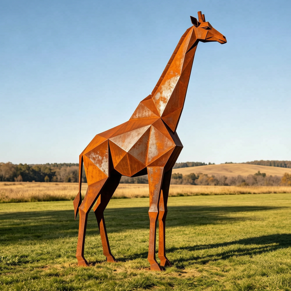 Large Corten Steel Giraffe Sculpture