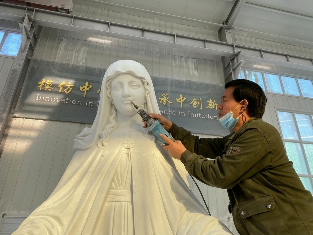 Intricately carved statue of the Virgin Mary