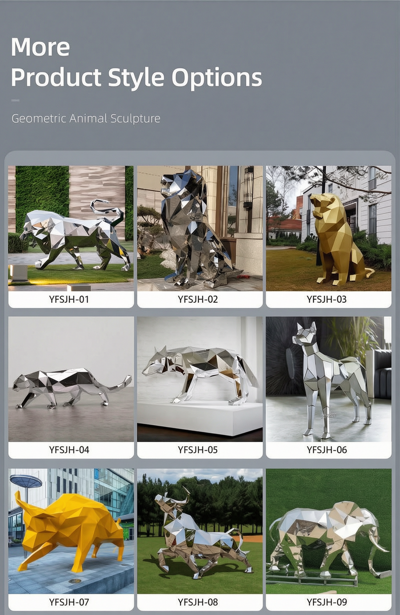 more stainless steel geometric animal sculptures