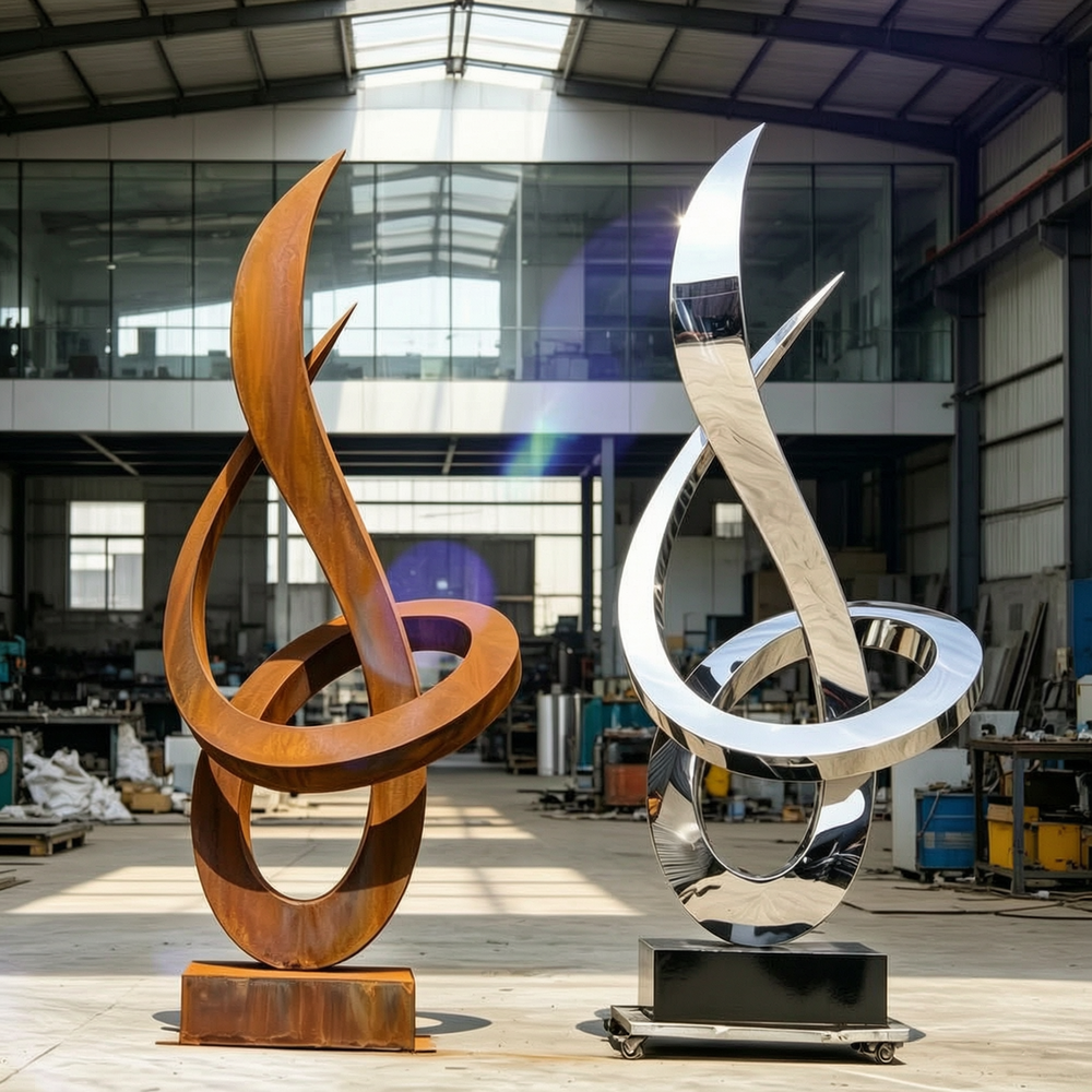 corten steel growth Vs stainless steel growth sculpture