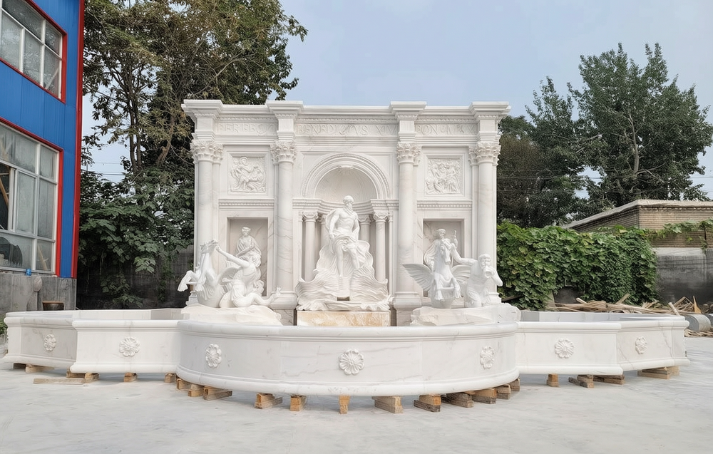 marble large Trevi Fountain has a back panel