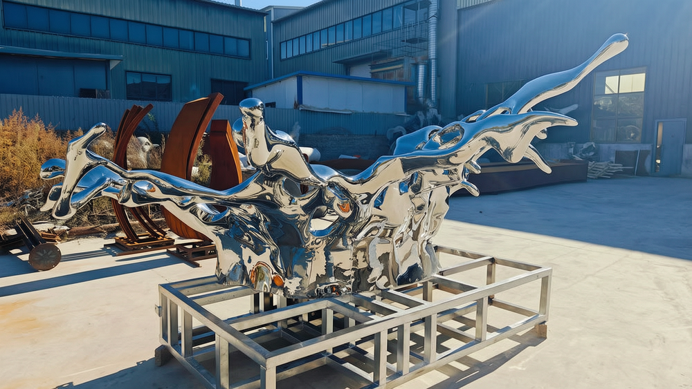 surface details of stainless steel sculpture
