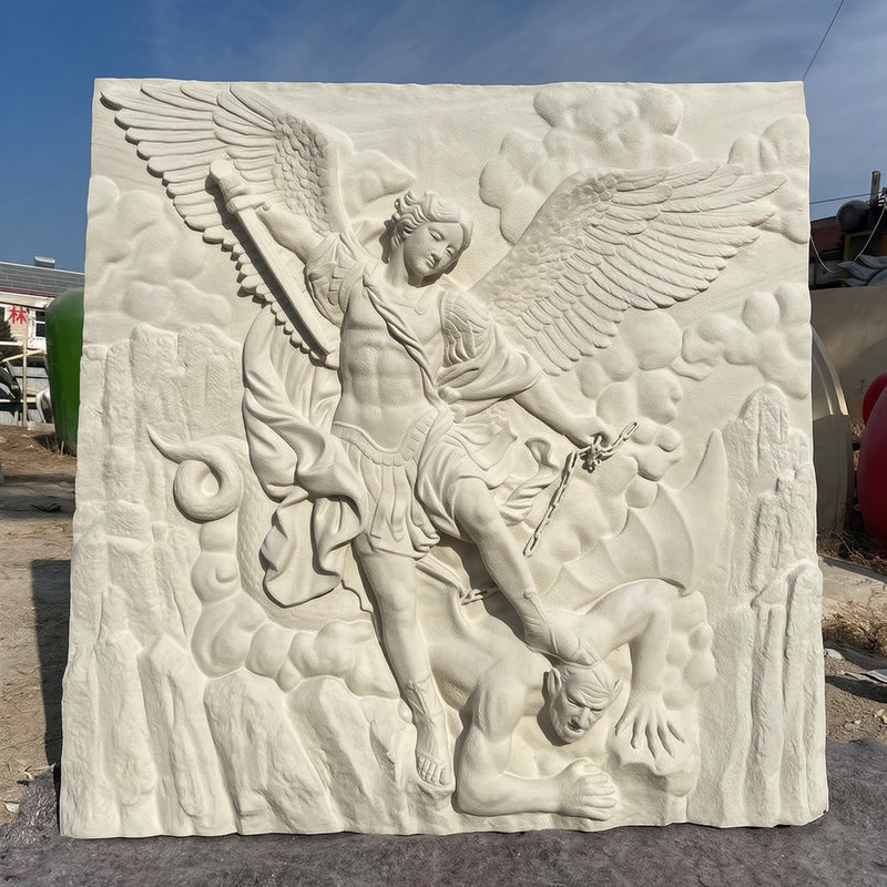 white marble relief sculpture