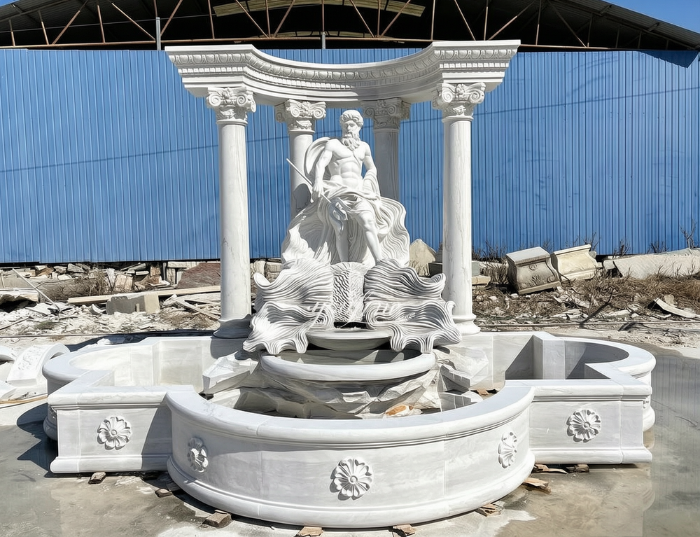 A Trevi Fountain replica with oceanus god sculpture