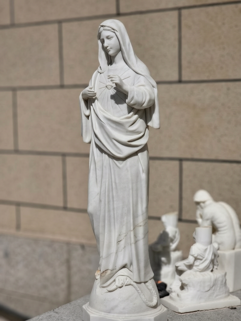 Marble Immaculate Heart of Mary Statue