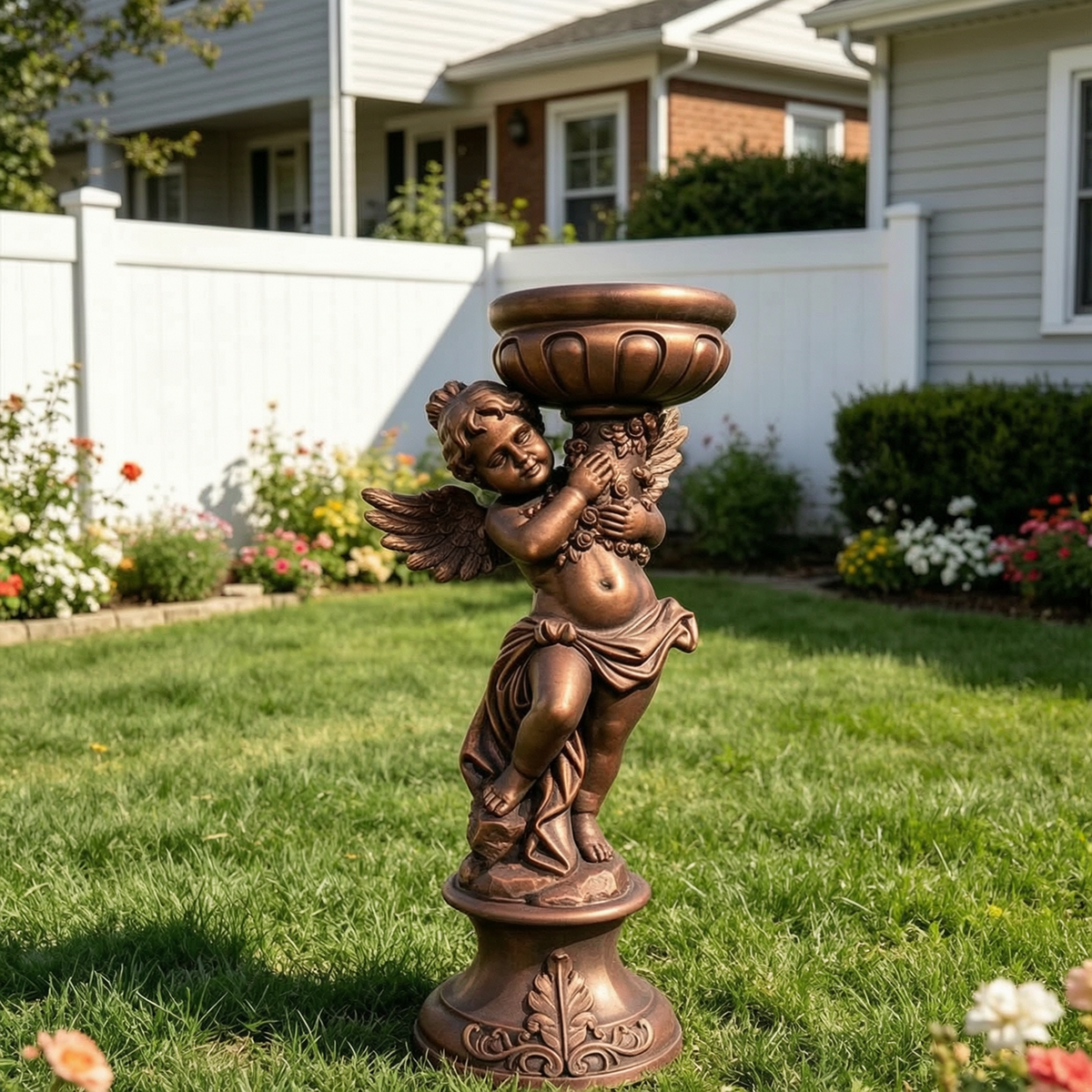 vivid  Bronze Cherub Planters
