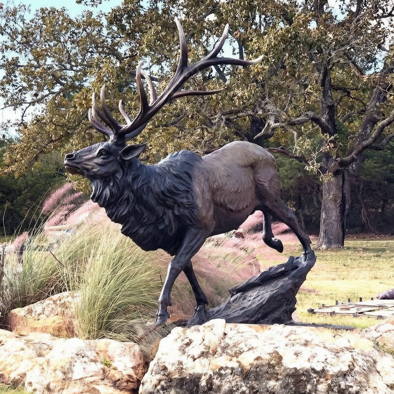 Bronze deer sculptures in parks