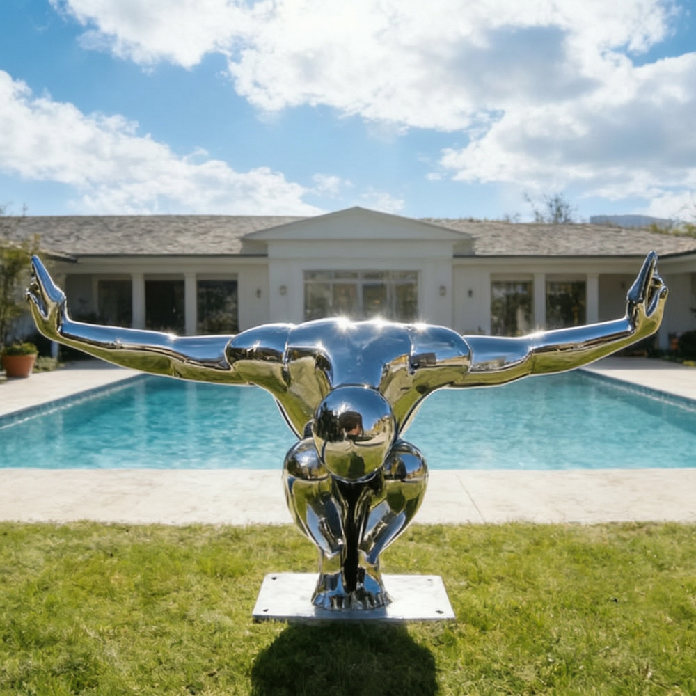 life size diving man sculpture