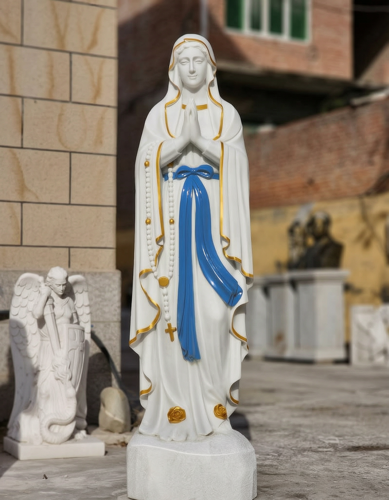 Virgin Mary Marble Statue Our Lady of Lourdes sculpture 