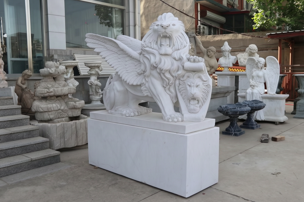 Flying Lion Marble Statue