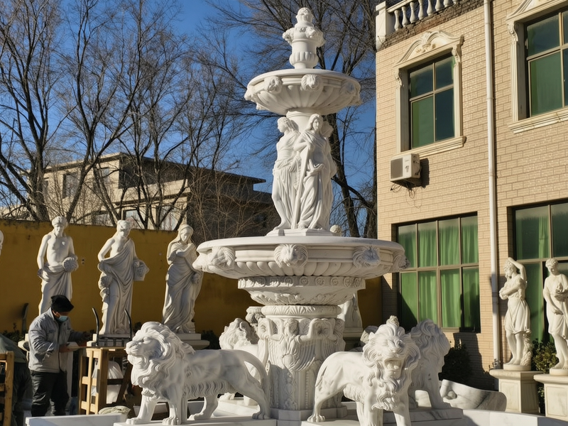 marble lion fountain