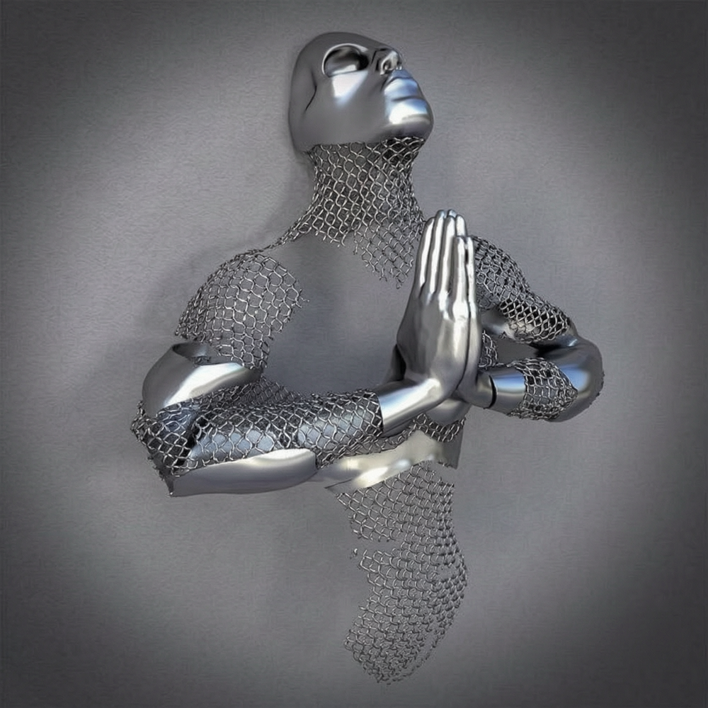 stainless steel hunman body relief sculpture