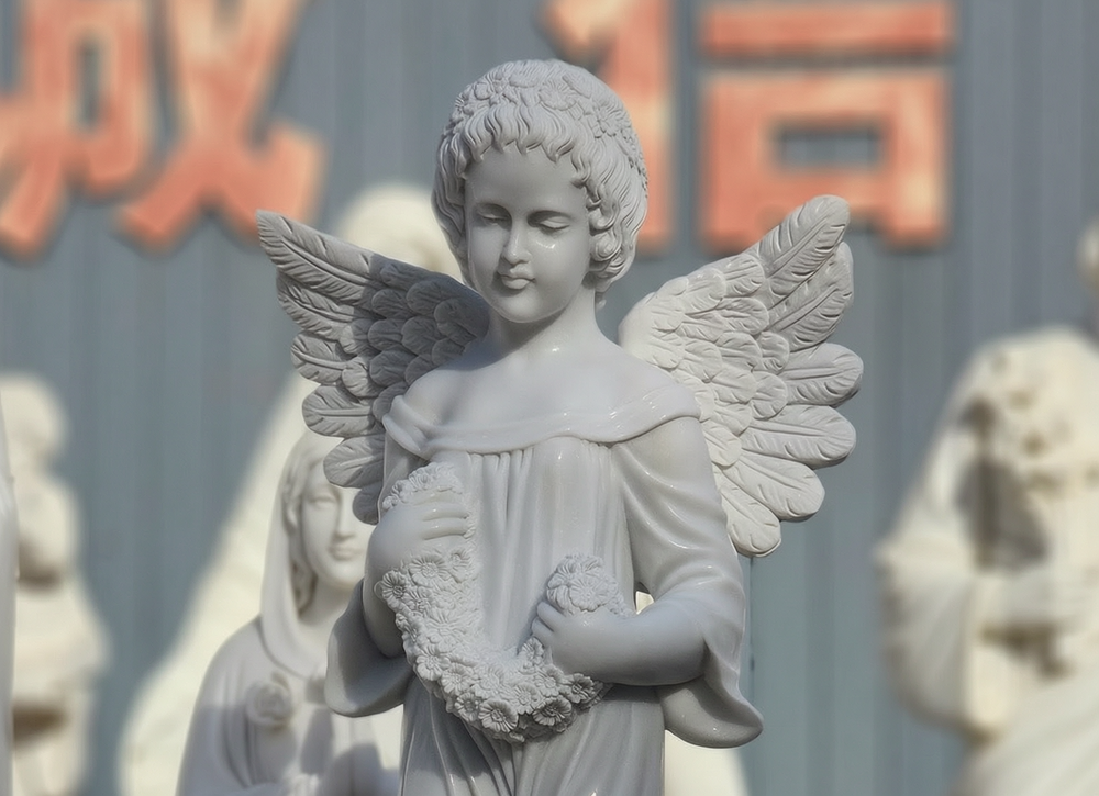 marble Cherub Angel Statue details