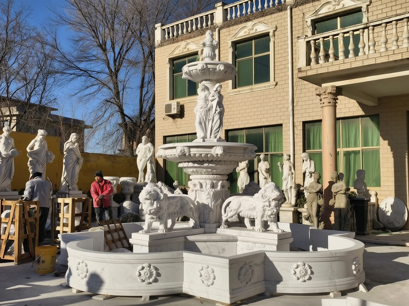 large marble lion fountain