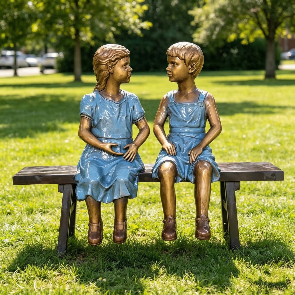 bronze children statue