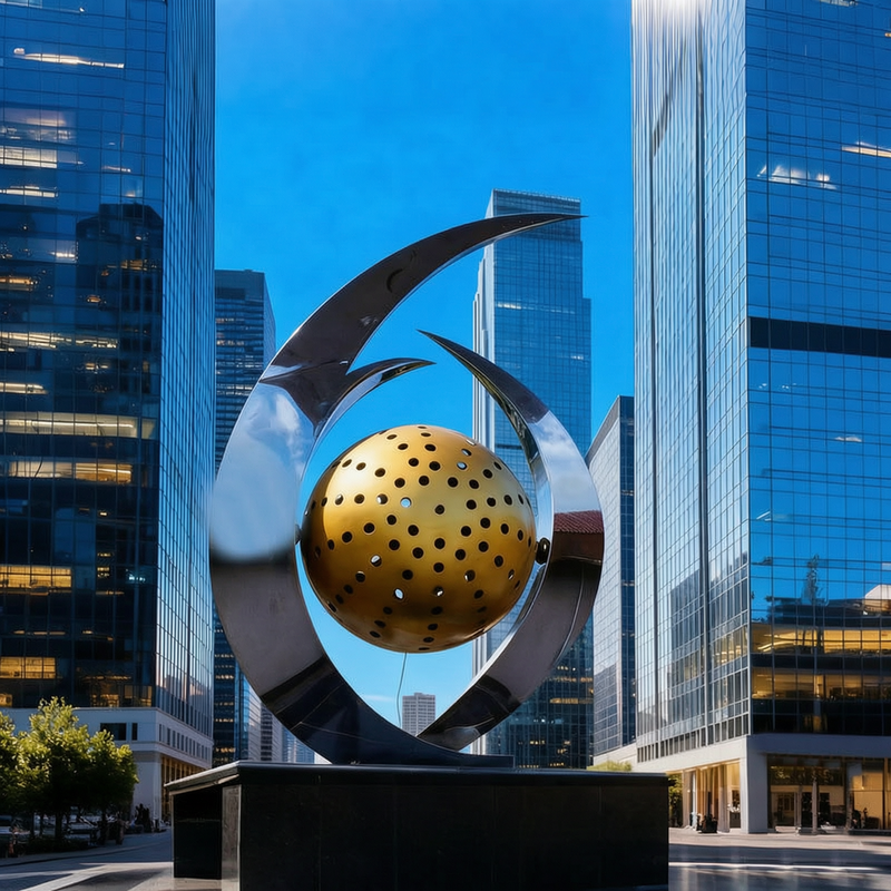 Large Abstract Sculpture with Ball for Public Space CSS-113