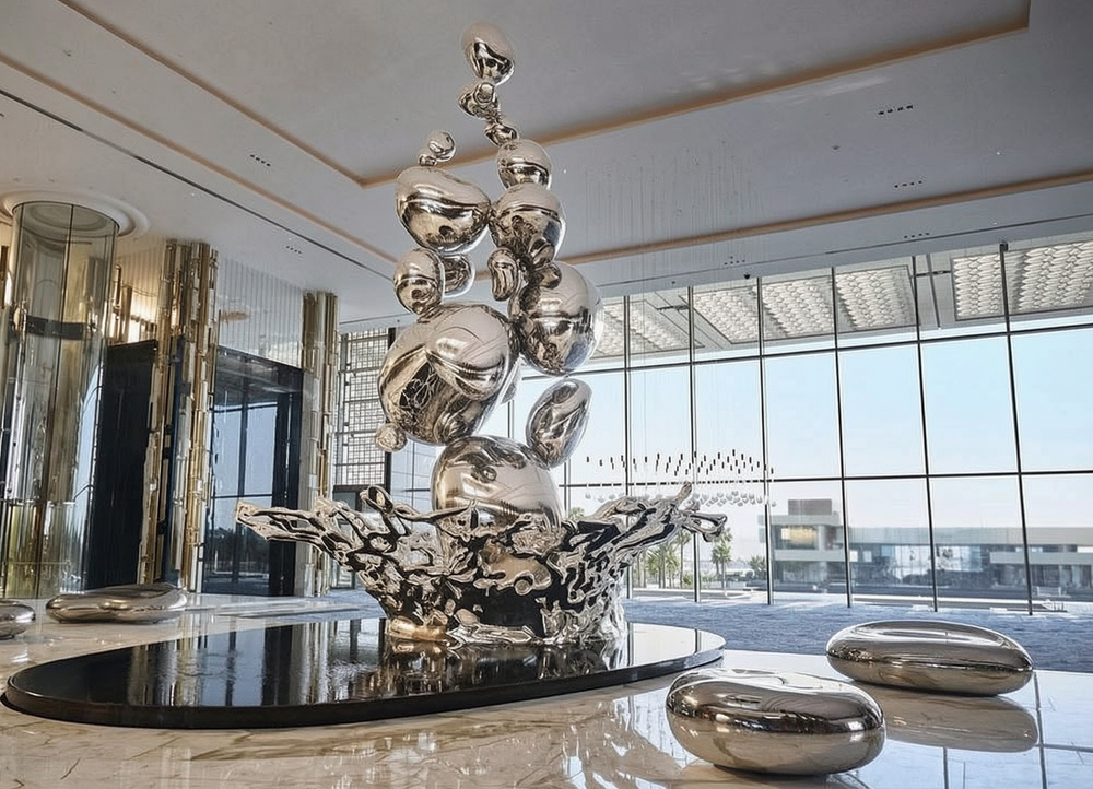 extra large mirror Cascade of Spheres sculpture