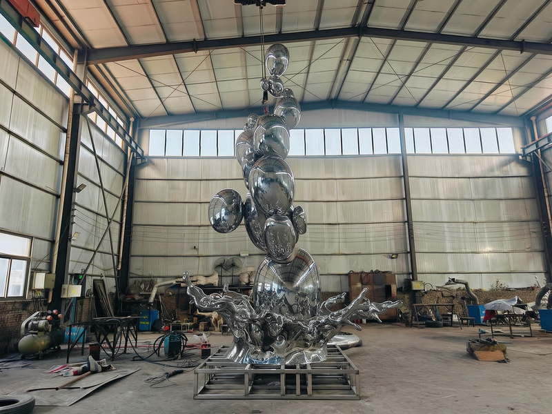 large sculpture in pre-installation process in YouFine factory
