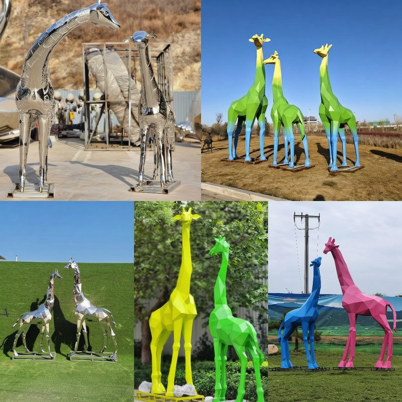 more metal giraffe sculptures