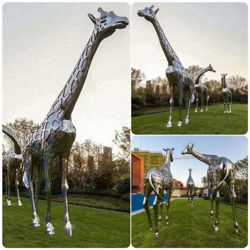 stainless steel giraffe statue for sale