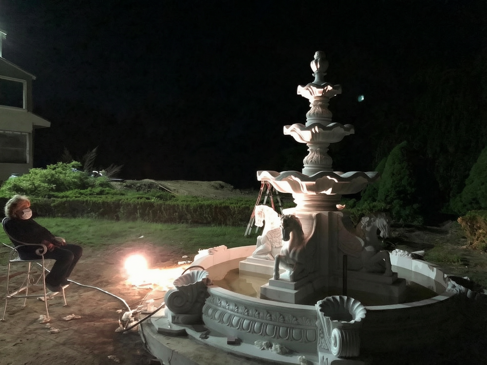 marble Horse statue fountains at American private villas
