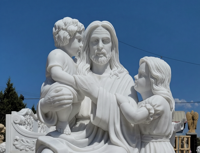 Life Size Jesus with Children Statue details