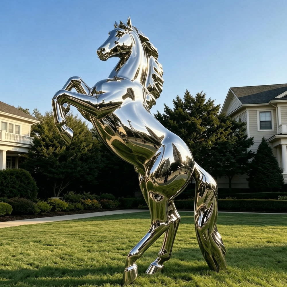 Stainless Steel Vaulting Horse Sculpture