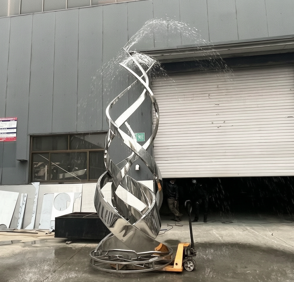 Modern stainless steel abstract fountain