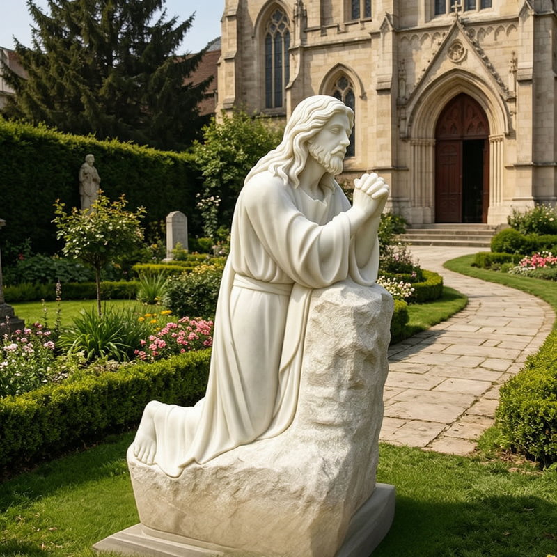 Kneeling in Prayer Jesus Statue for Church Garden CHS-295