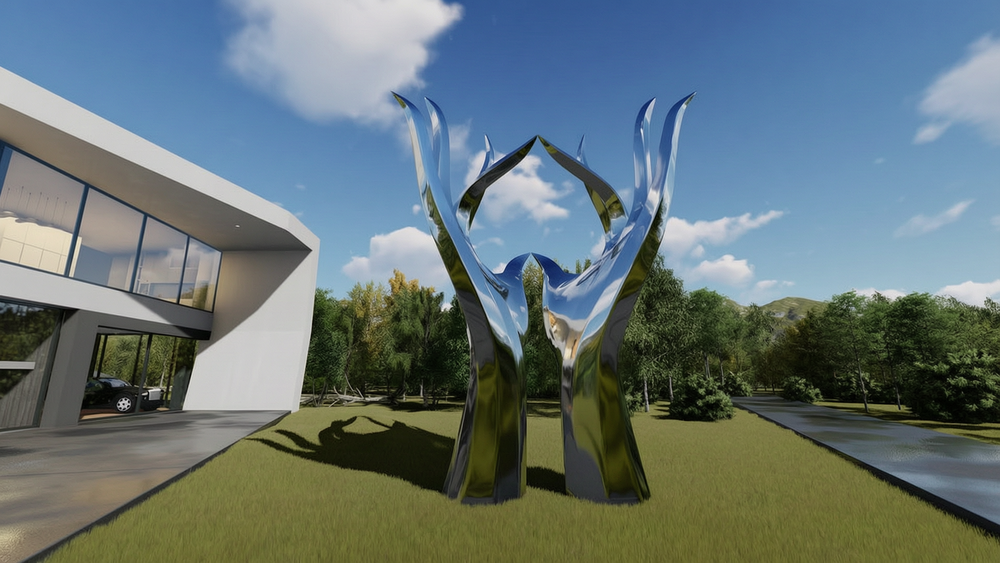 customized mirror polished hand sculpture