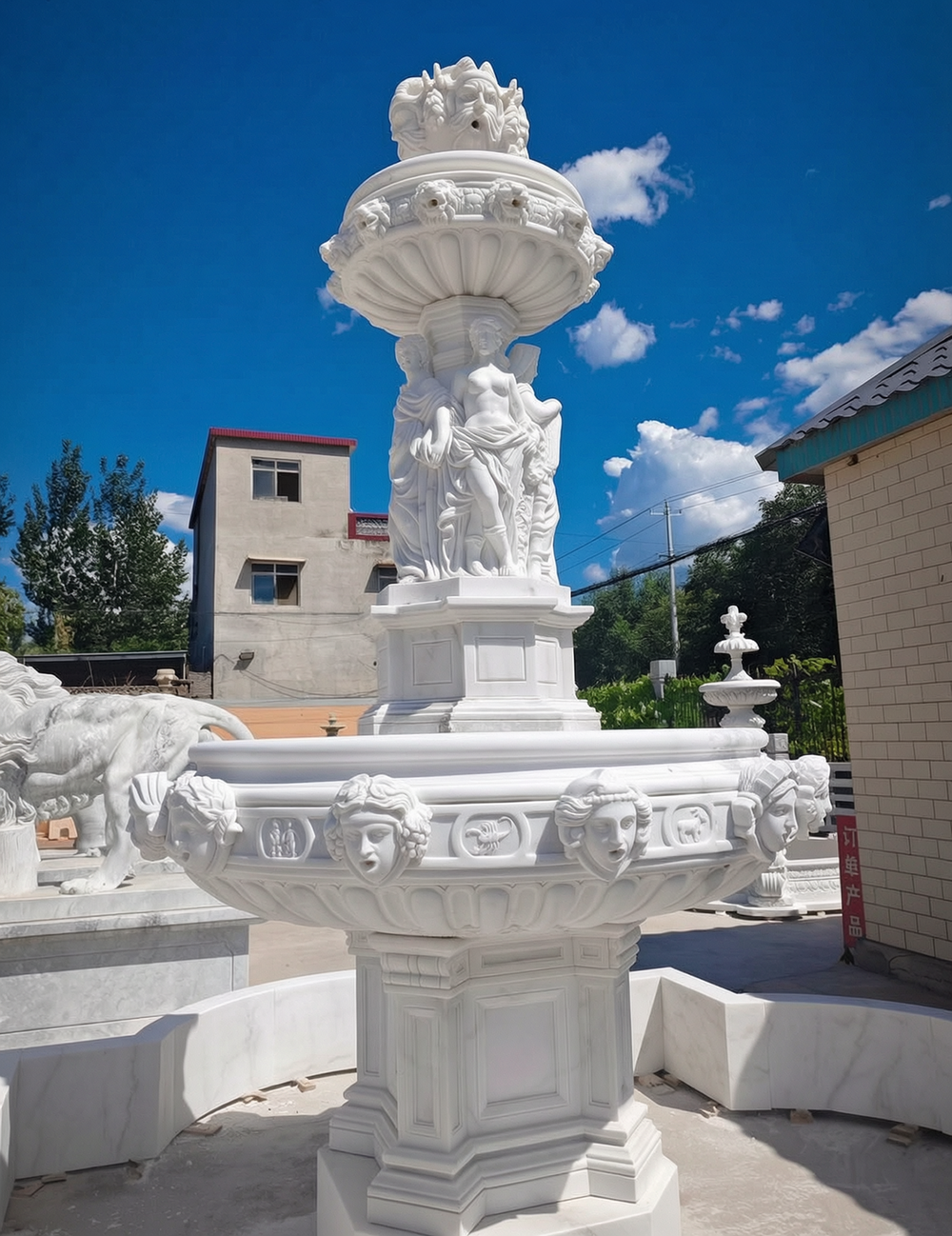 Unique 12 Astrological Sign and Female Figure marble statue fountain