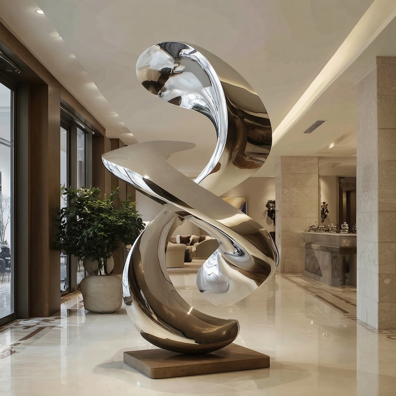 mirror polished sculpture for hotel lobby