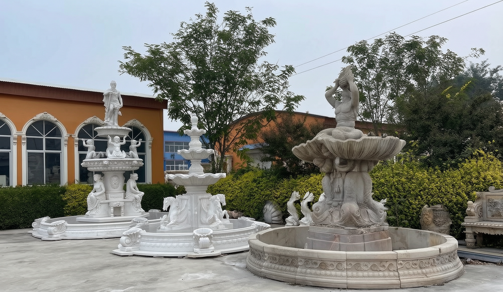 Antiqued sea monster sculpture fountain