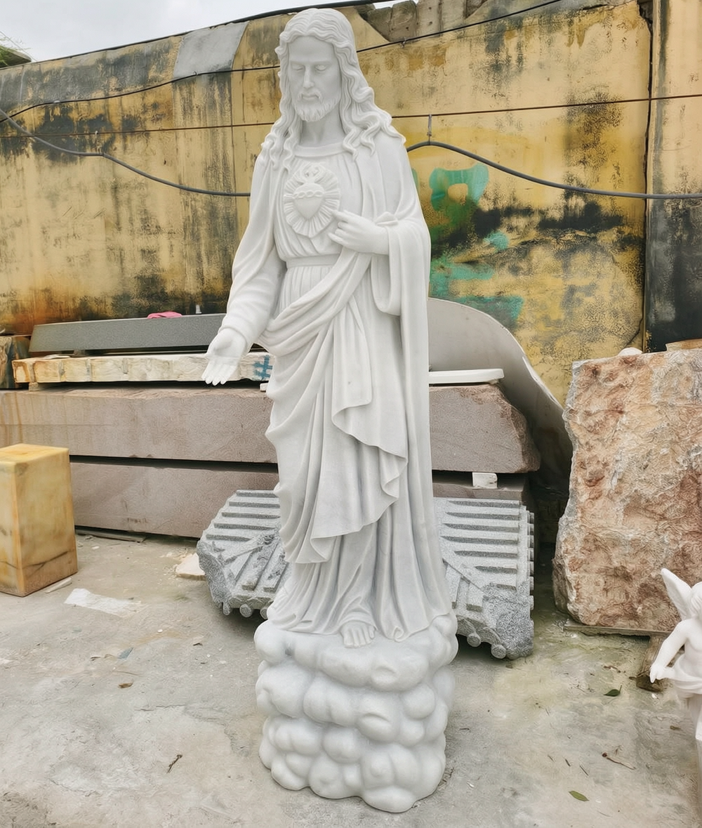 Sacred Heart of Jesus Christ Statue with Cloud Base