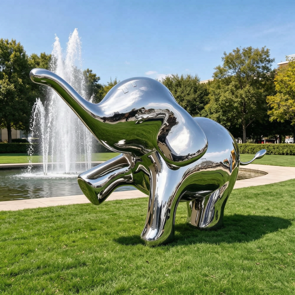 stainless steel elephant scultpure for outdoor