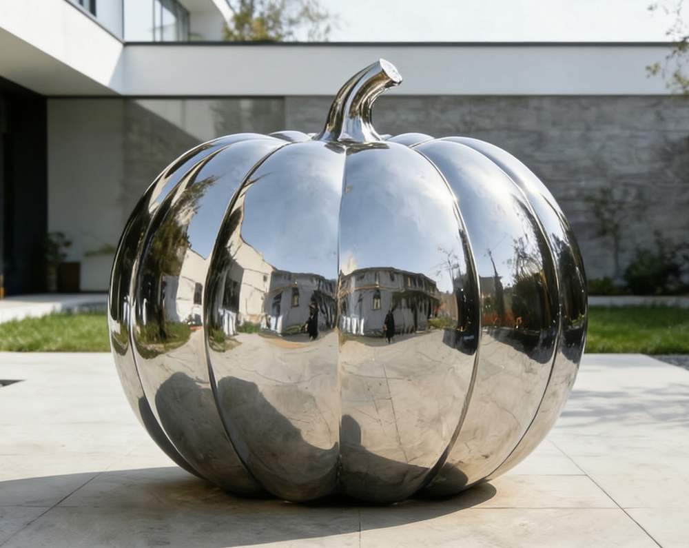 mirror polished pumpkin sculpture