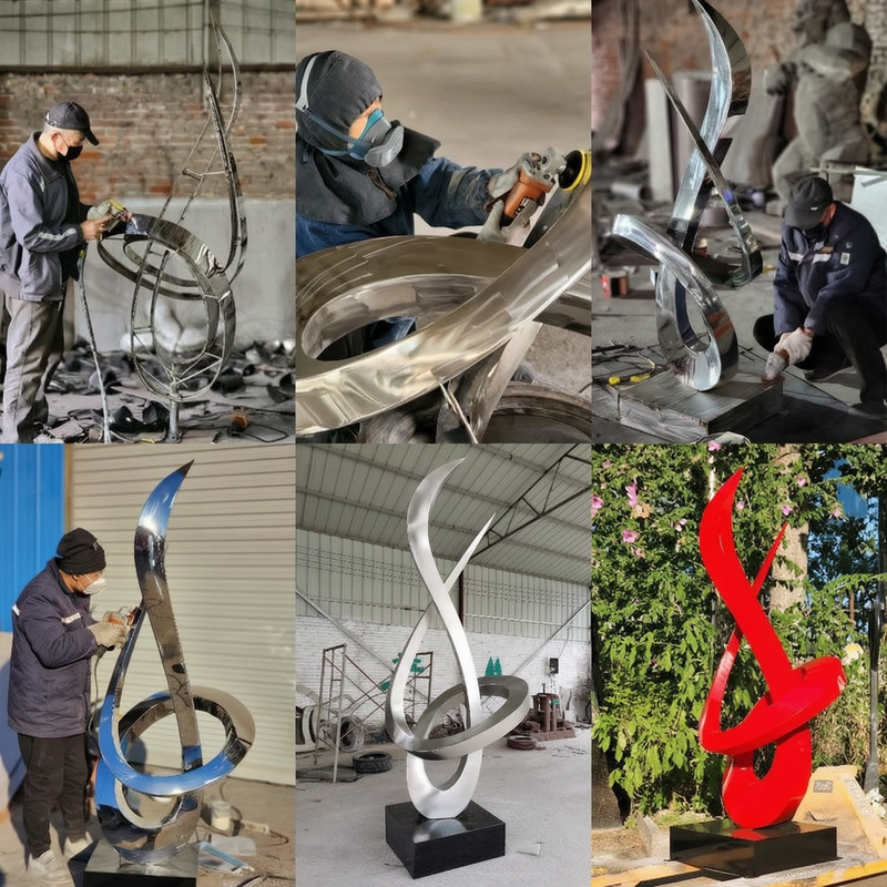 outdoor modern stainless steel growth sculpture production process