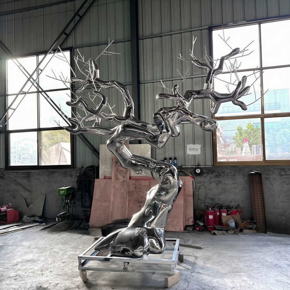 stainless steel tree sculpture at YouFine Factory
