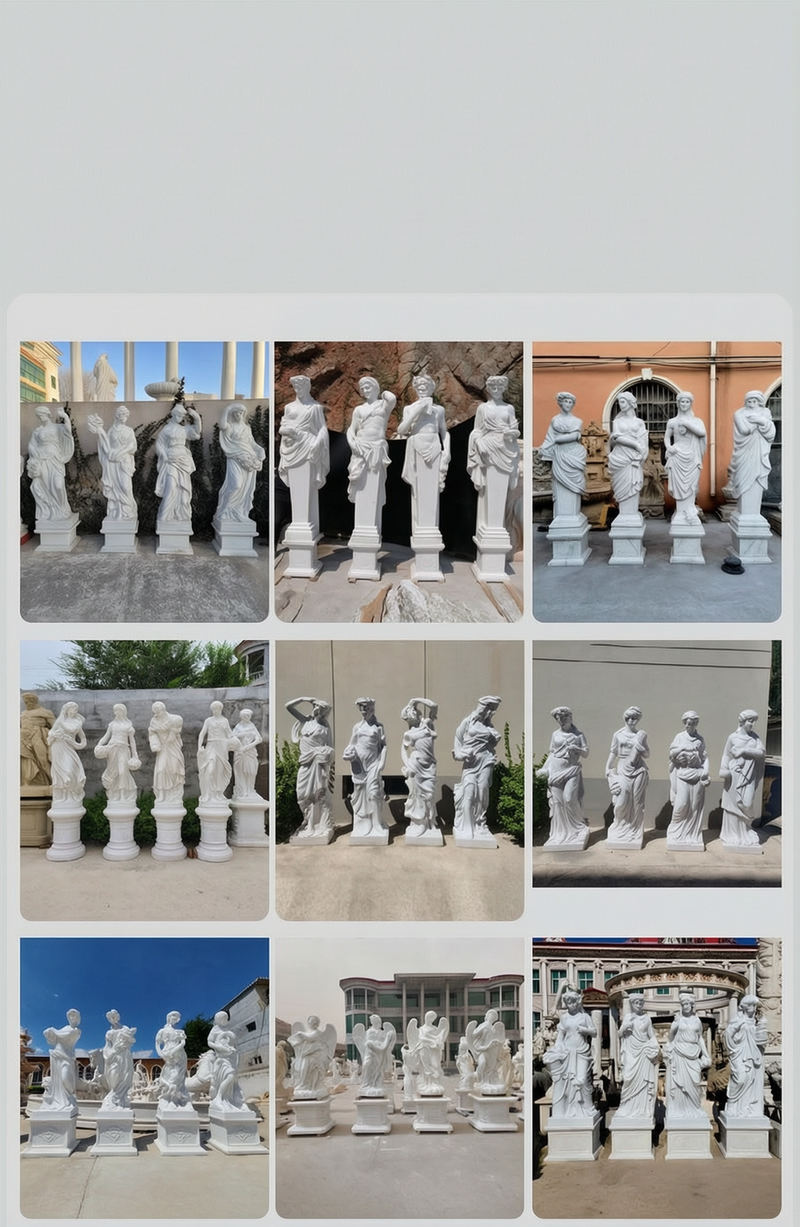 Outdoor Hand Carved Marble Four Season Statues For Garden