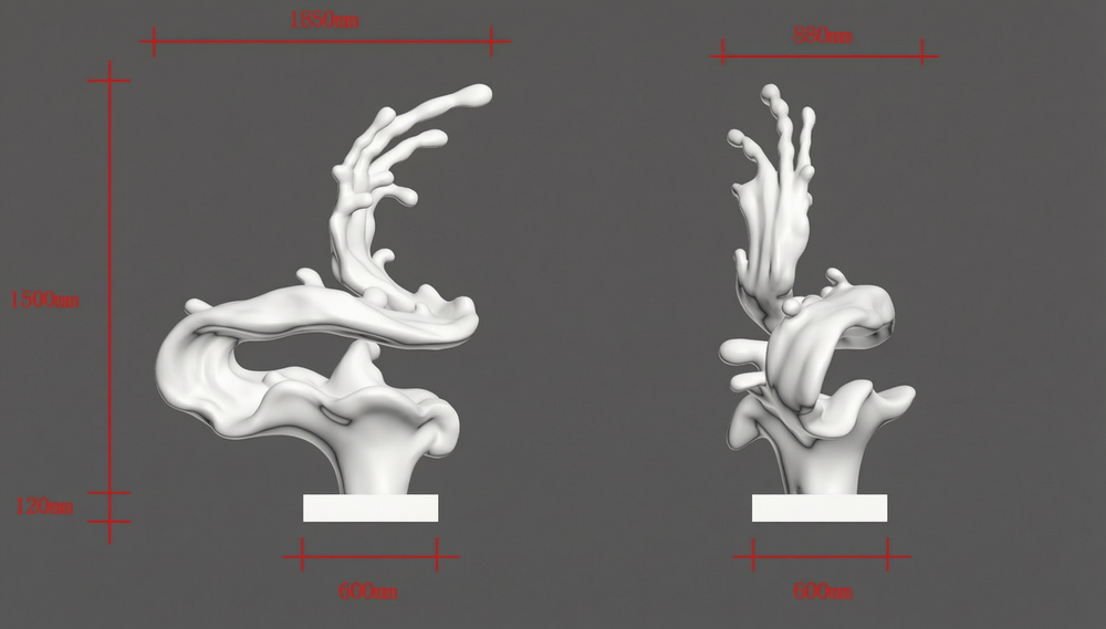 wave sculpture 3d drawing